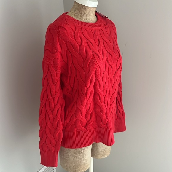 NWT Philosophy Red Cable Knit Sweater SMALL - Picture 2 of 5